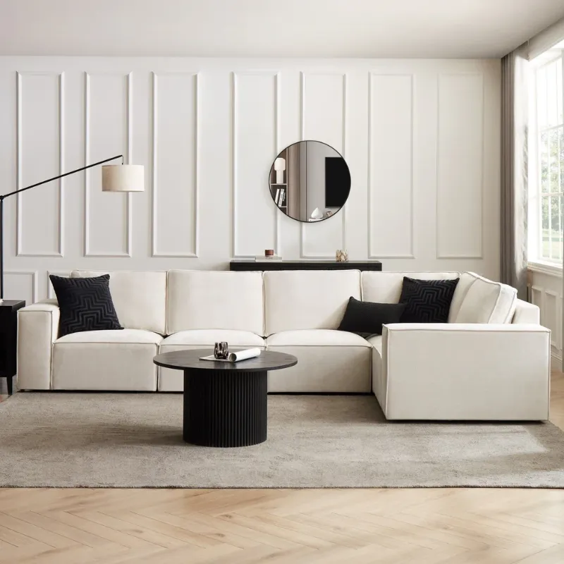 Sloane Large Right Hand L-Shape Sofa (Cream)