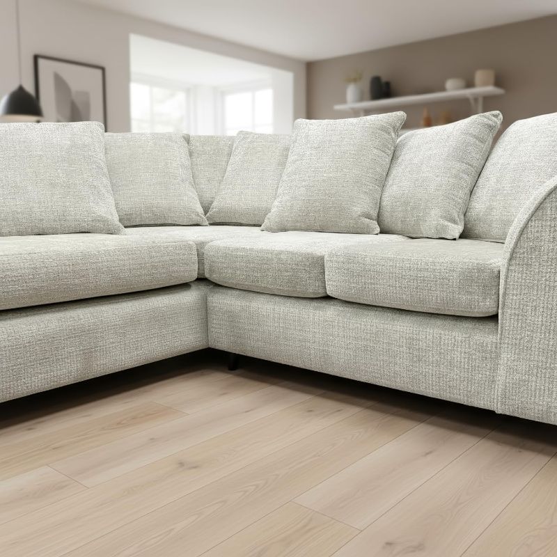 Chenille L-Shape Corner Sofa with Chaise | Modern Curved Design | Deep Seats & Extra-Wide Padded Arms