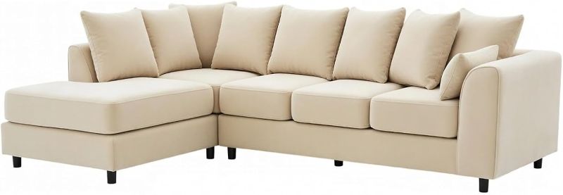 Upholstered 5 Settee Scatter Back Suites for Living Room (Cream, LH 5 Seater)