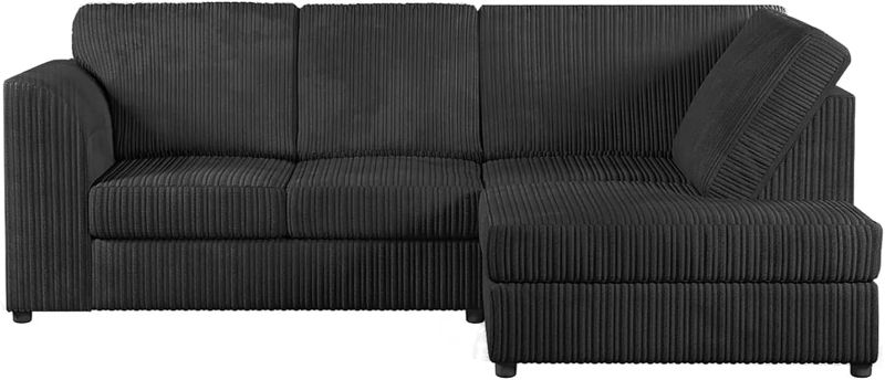 Dylan Jumbo cord Full Back Corner sofa (Black, Right Hand Corner)