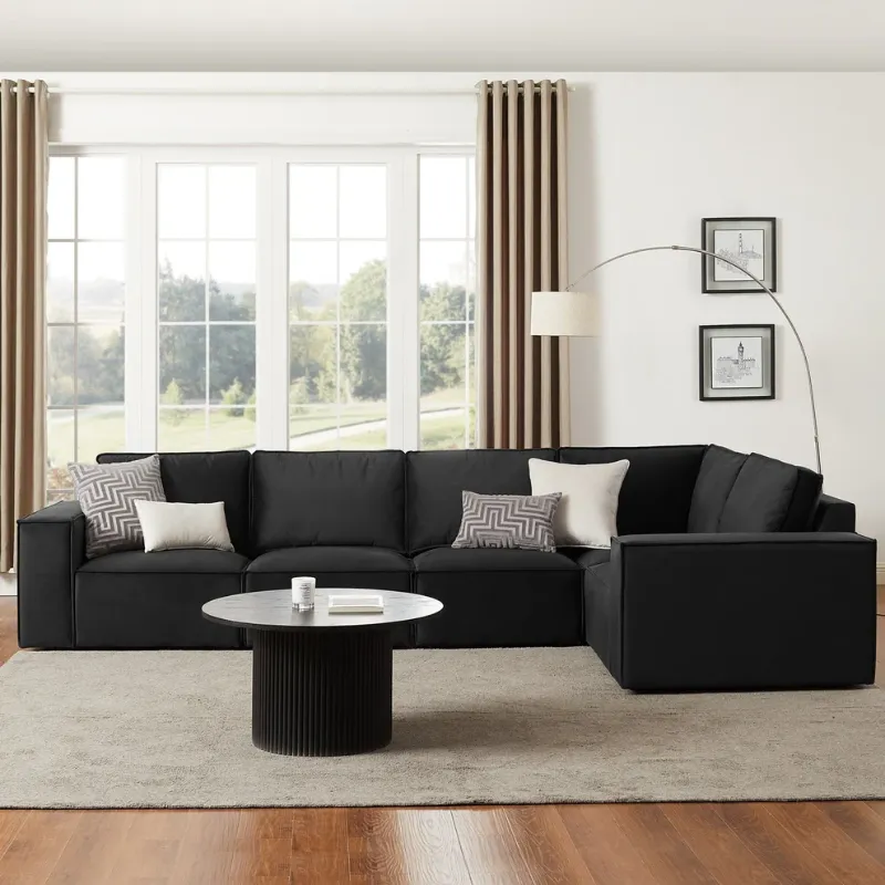 Sloane Large Right Hand L-Shape Sofa (Black)