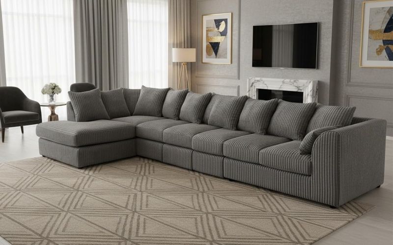 Modular 7 Settee Suites for Living Room (Grey, 7 Seater LH)