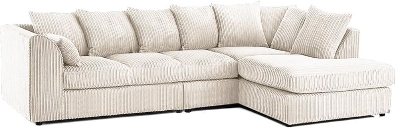 Right Hand Chaise Lounge | Scatter Back Cushions | Deep Foam Seats for Living Room (Cream, Right Hand Corner)