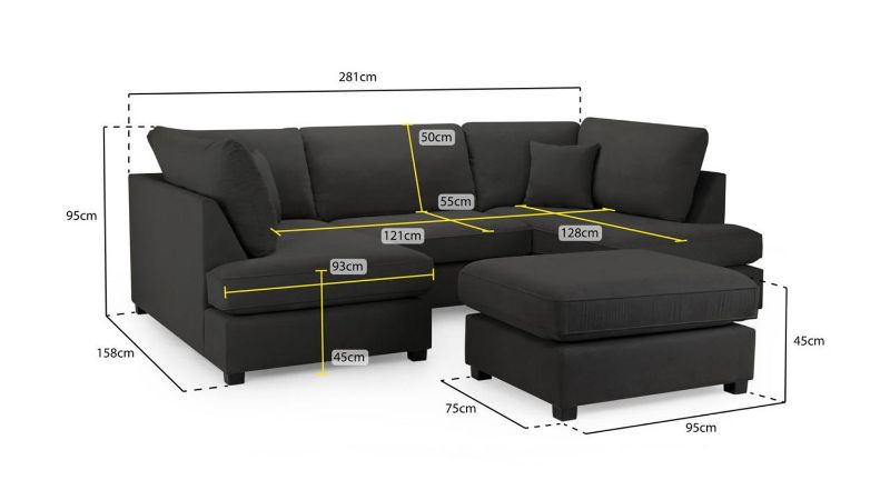 Carnaby Cinema U Shape Sofa – Naples Black | Large U-Shaped Corner Sofa