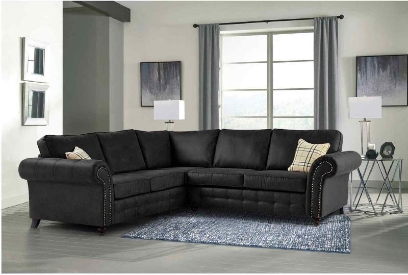 Black Leather Corner Sofa | 2C2 5 Seater Oakland Style | High Back Modular Dual Arm Foam Settee for Living Room
