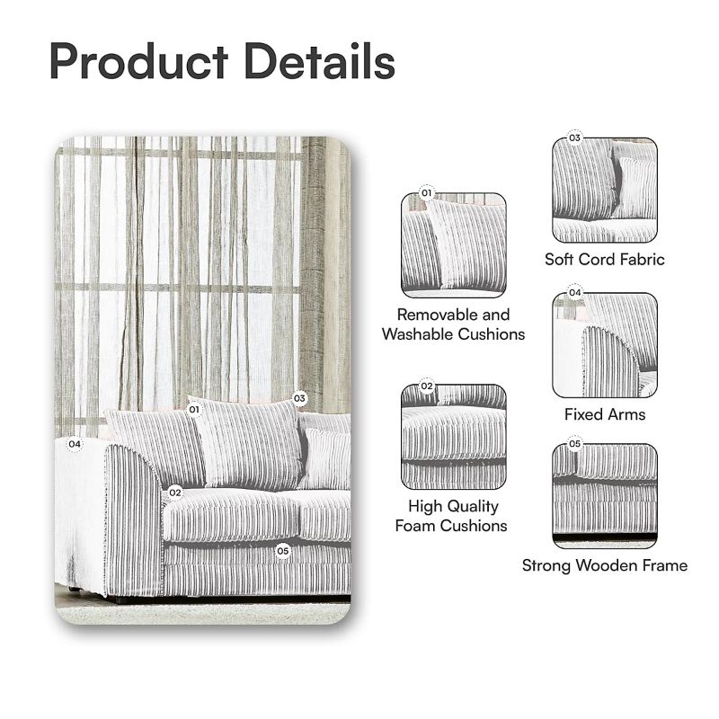 Jumbo Chenille Corner Sofa – Luxury L Shape Sofa | Modern Living Room Corner Sofa UK