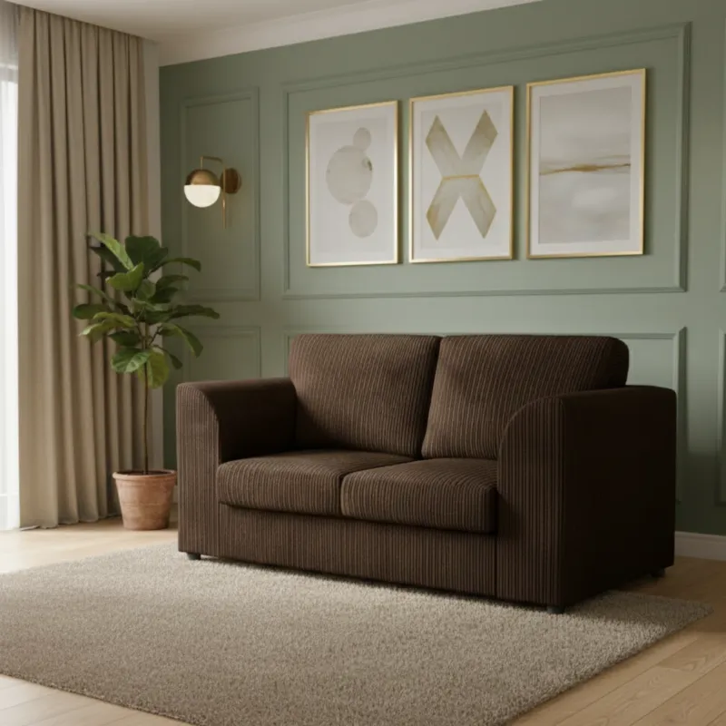 2 Seater Corduroy Sofa High back (Brown)