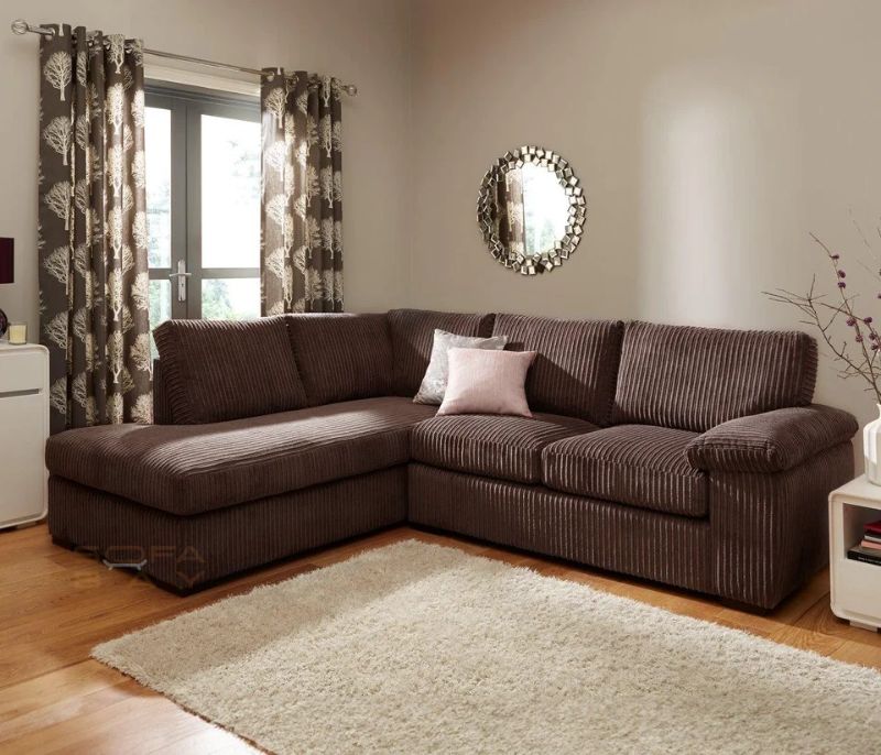 Delta Contemporary Brown L Shape Sofa – Spacious 4 Seater Corner Couch