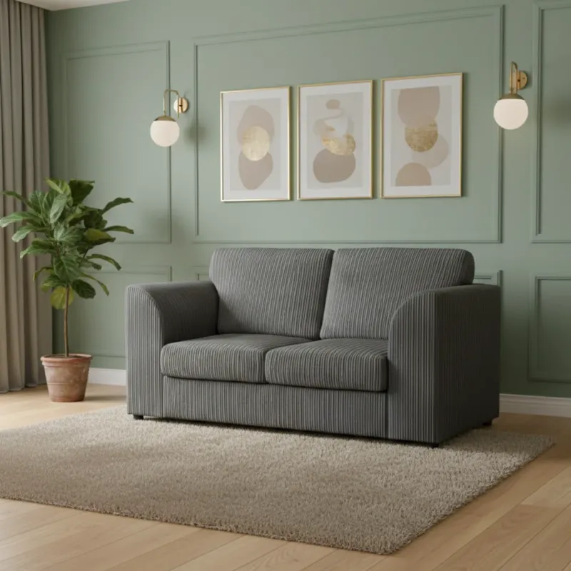 2 Seater Corduroy Sofa High back (Grey)