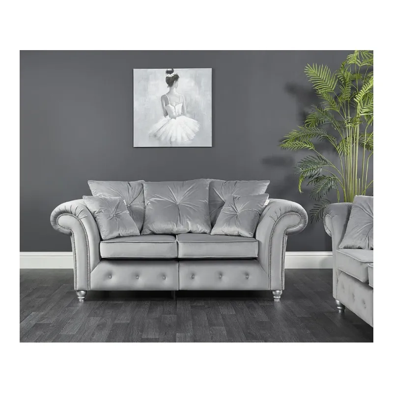 Ashwin Sliver plush Velvet High Back Sofa