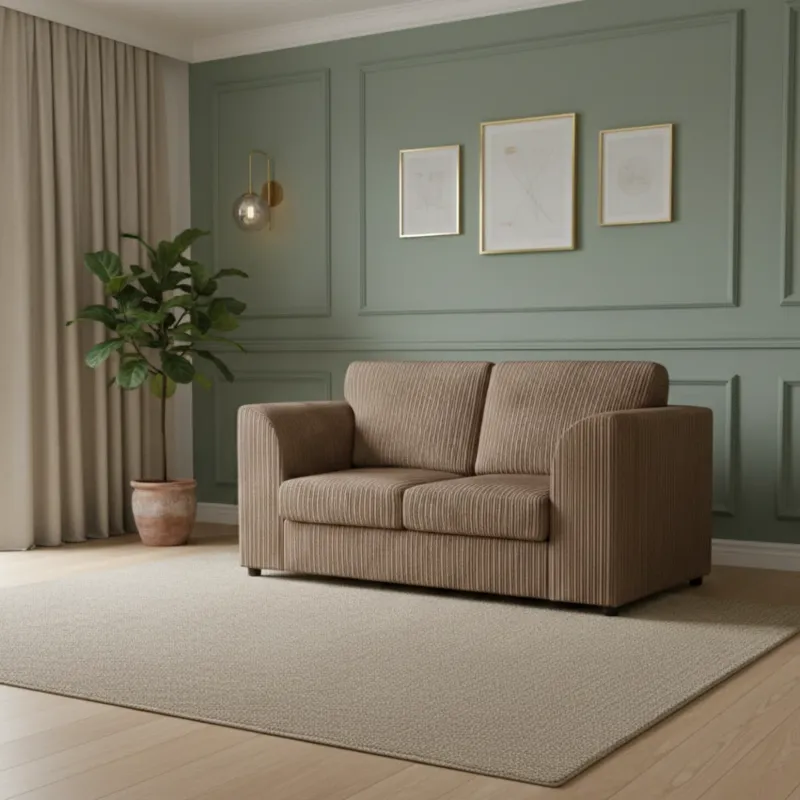 2 Seater Corduroy Sofa High Back (Mink)