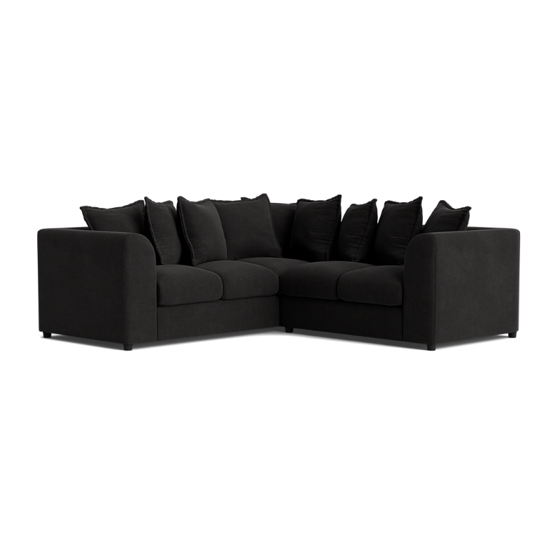 Clapham 2c2 Scatter Back Black corner sofa