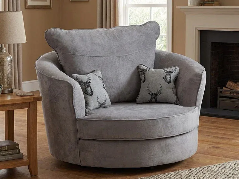 Verona Fullback Swivel Chair Grey - Cuddle Chair - Luxe Comfort