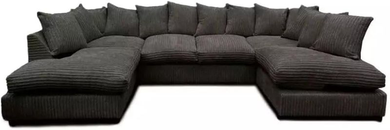✨ Jumbo Cord U-Shaped Sofa – Cream Scatter Back ✨