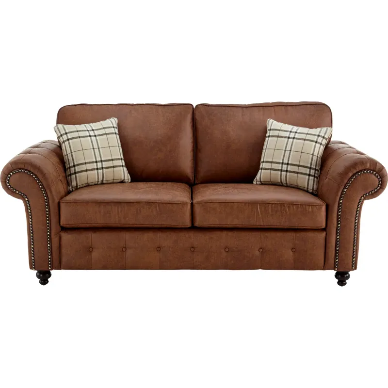 Ashwin 2 Seater Leather Sofa (Brown)