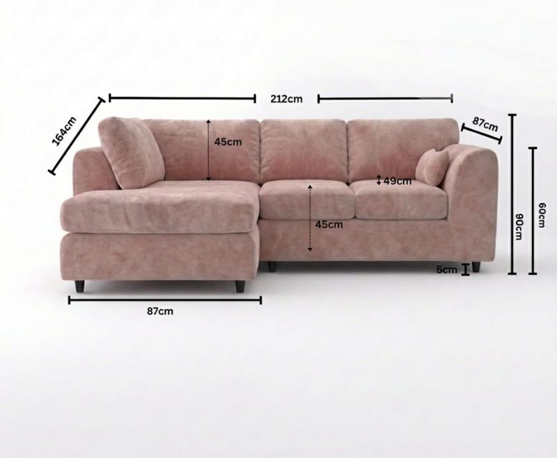 Dylan Left Hand Facing Couch for Living Room (Pink)