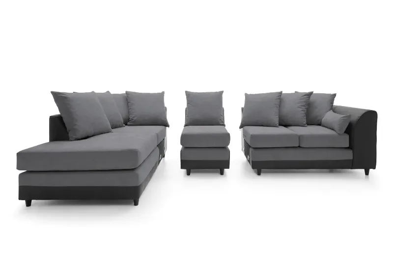 DYLAN PLUS LARGE CHENILLE CORNER SOFA Dark Grey