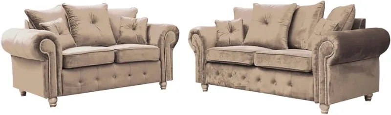 Plush Velvet Ashwin 3+2 Seater Sofa Set Mink