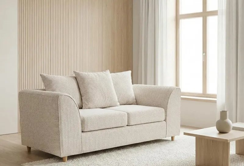 Chenille 2 seater Scatter Back Cream