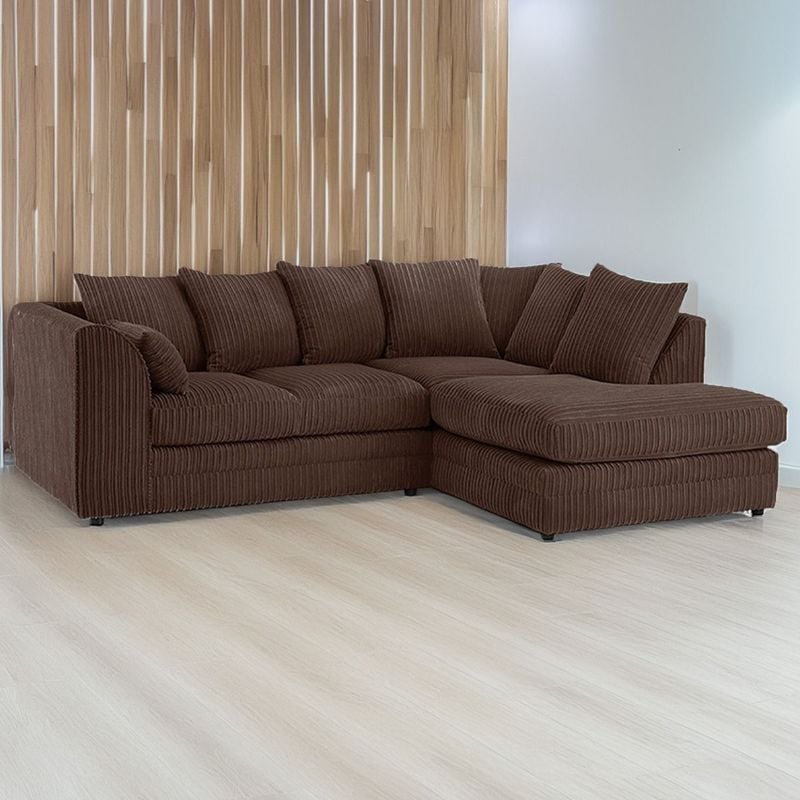 Jumbo Cord Corner Sofa - Chocolate Brown (Right Hand)