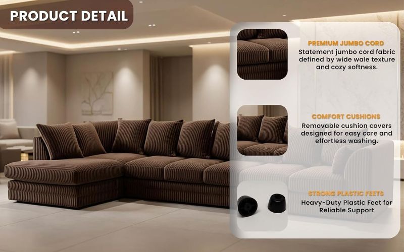 Modular 7 Settee Suites for Living Room (Brown, 7 Seater LH)