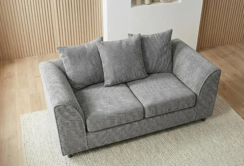 Chenille 2 seater Scatter Back Grey