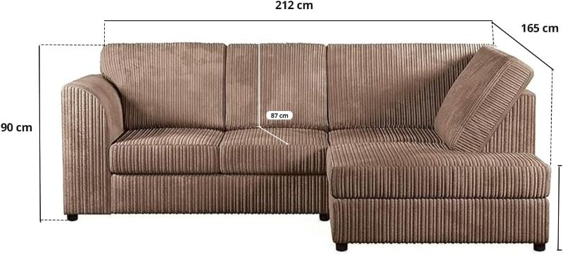 Dylan Jumbo cord Full Back Corner sofa (Beige, Right Hand Corner)