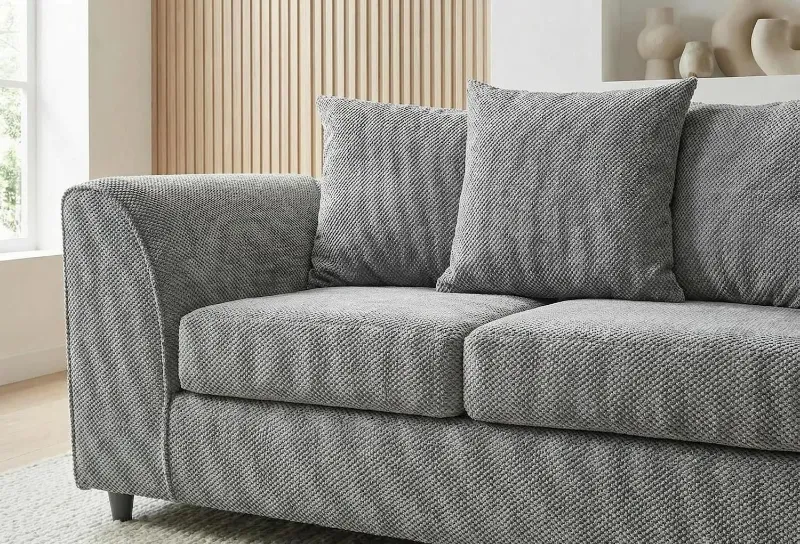 Chenille 2 seater Scatter Back Grey