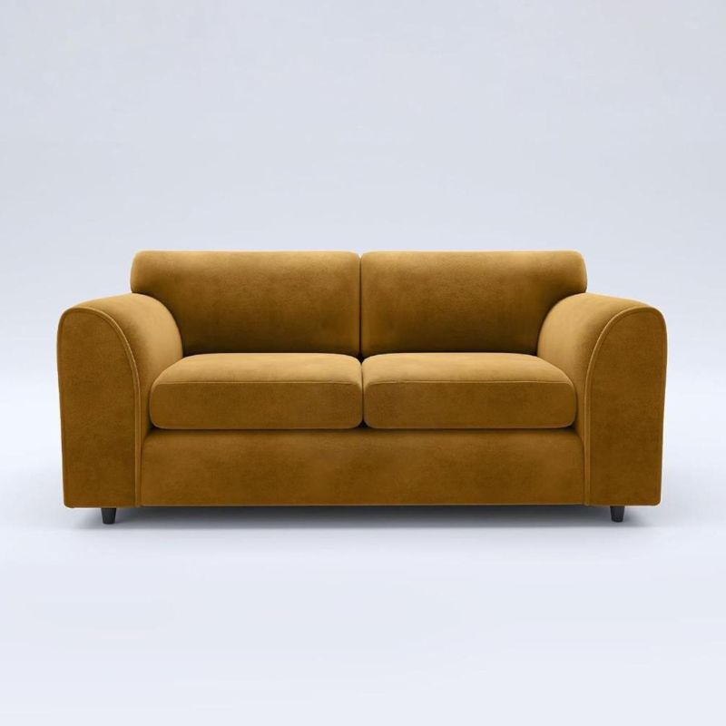 DELANO Plush Velvet 3 Seater Fullback Sofa - Mustard