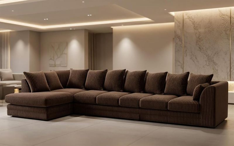 Modular 7 Settee Suites for Living Room (Brown, 7 Seater LH)