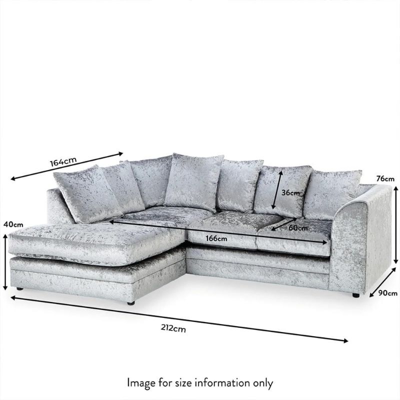 Crush Velvet Corner Sofa – 4 Seater L-Shape Modular Couch (Left Hand)