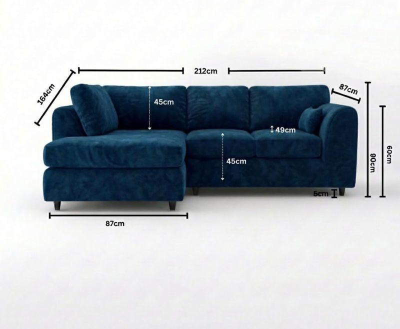 Dylan Left Hand Facing Couch for Living Room (Midnight Blue)