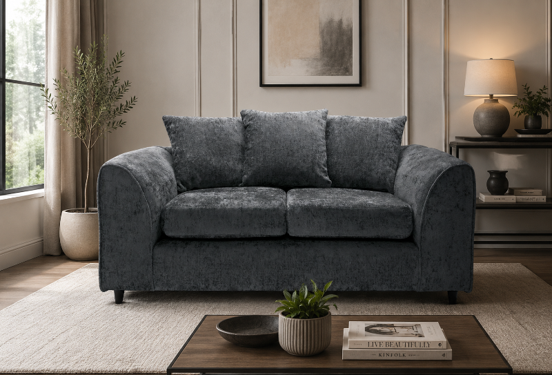 Chenille Dark Grey 2 seater Corner sofa