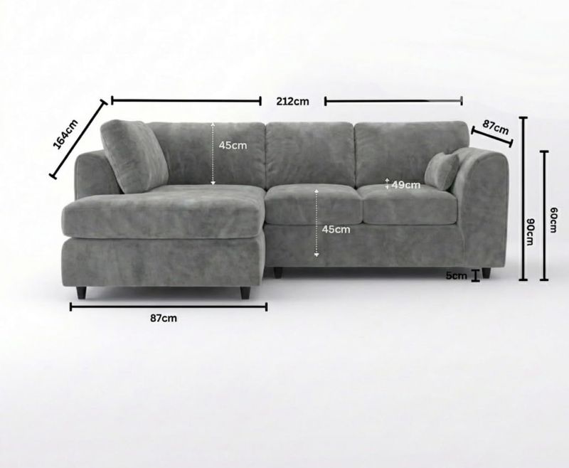 Dylan Left Hand Facing Couch for Living Room (Light Grey)