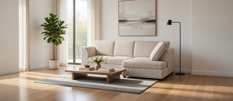 Dylan Jumbo cord Full Back Corner sofa (Cream, Right Hand Corner)
