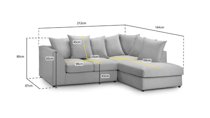 Jumbo Chenille Corner Sofa with Chaise – Taupe | Left Hand L Shape Sofa UK