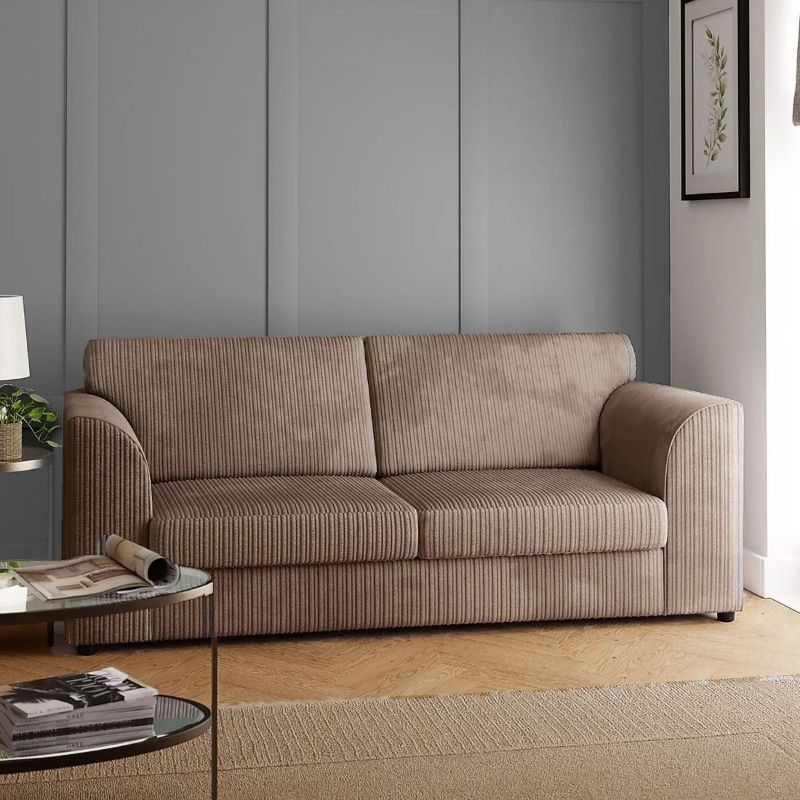 Jumbo Cord 3 Seater Fullback Sofa - Coffee
