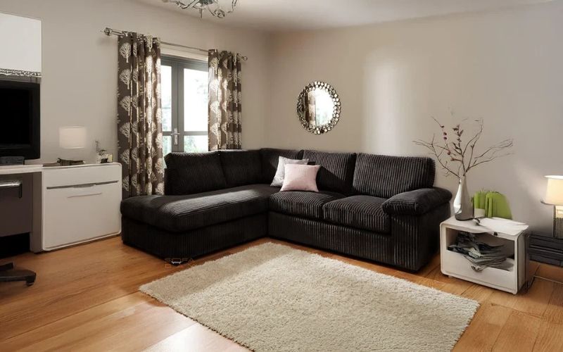 Delta Modern Black L Shape 4 Seater Sofa – Left or Right Hand Configuration