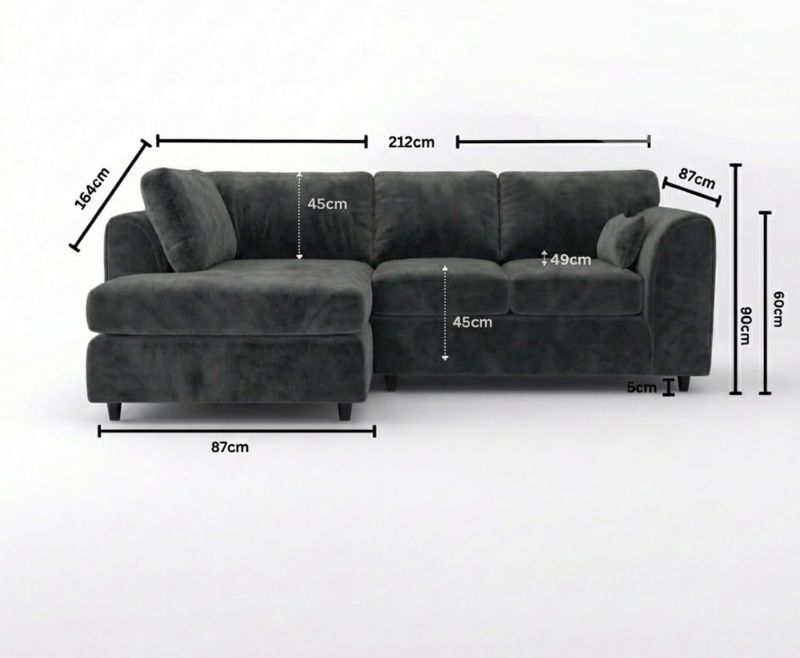 Dylan Left Hand Facing Couch for Living Room (Dark Grey)