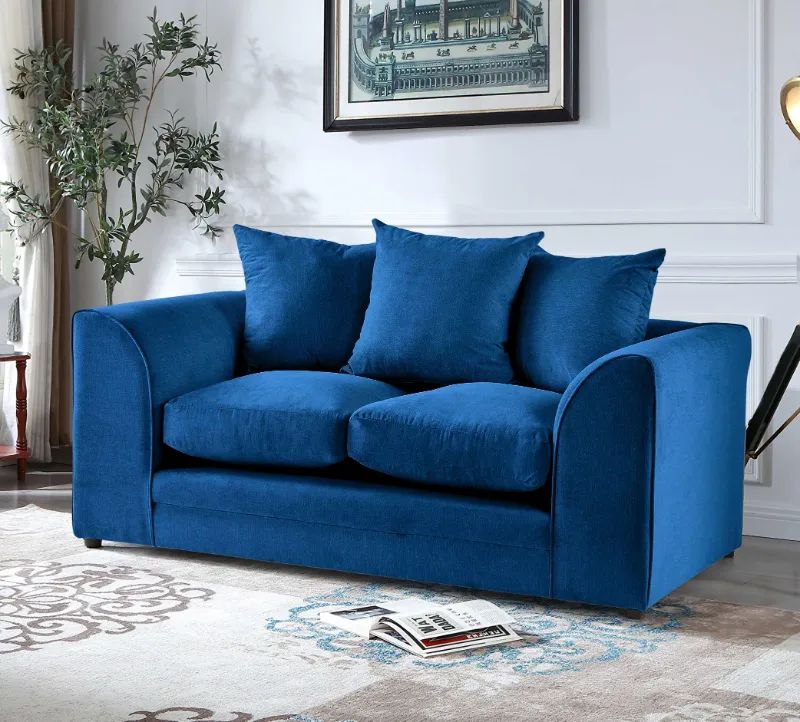 Modern Plush Velvet 2 Seater Sofa (blue)