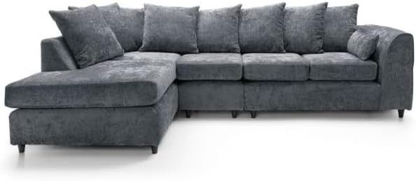 Modern Modular 5 Seater Corner Sofa – L Shape Scatter Back Sofa | Grey & Beige UK