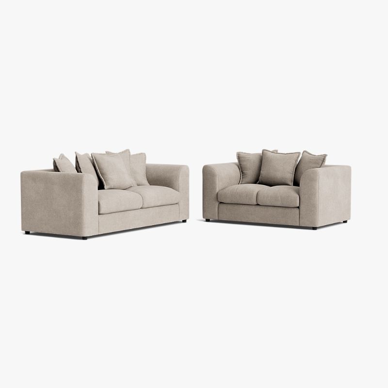 Marylebone Luxe Chenille 3+2 Seater Sofa Set – Soft Truffle | Luxury Fabric Living Room Suite
