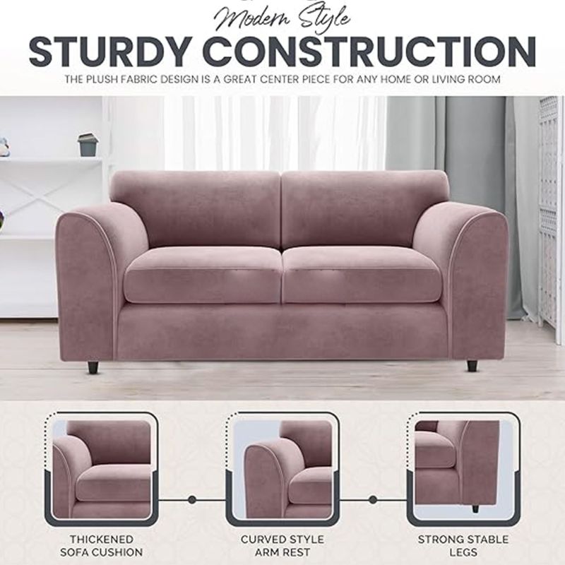 DELANO Plush Velvet 3 Seater Fullback Sofa - Pink