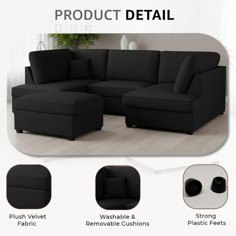 Modern U Shape Sofa Set – Plush 4–5 Seater Corner Sofa | Luxury Living Room Sofa UK
