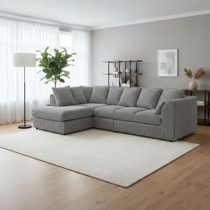 Scatter Back Cushions | Deep Foam Seats for Living Room (Grey, Left Hand Corner)