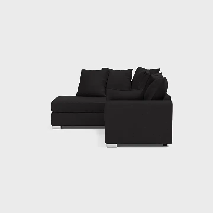 Chiswick Left-Hand Facing Black Fabric Corner Sofa with Footstool Set