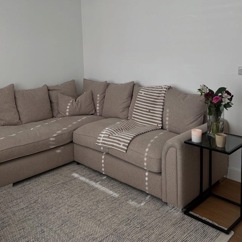 Chiswick Desert Sand Corner Sofa with Footstool | L-Shape 4 Seater Sofa | UK Made