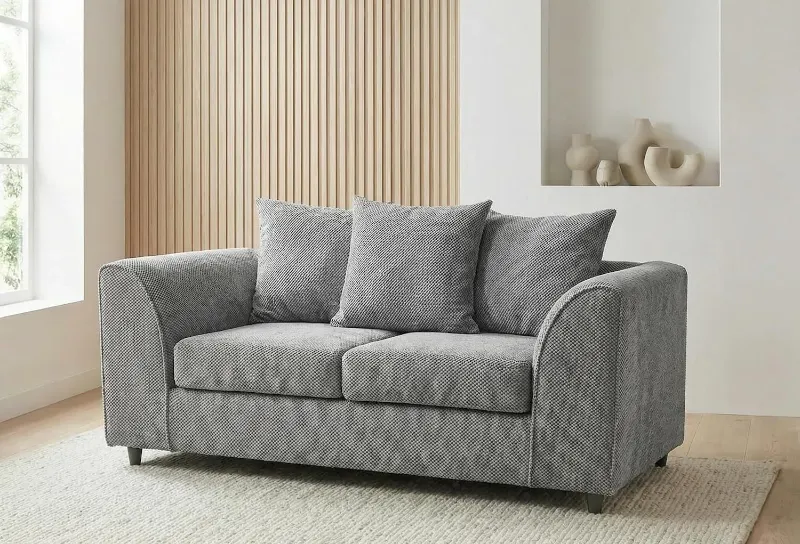 Chenille 2 seater Scatter Back Grey