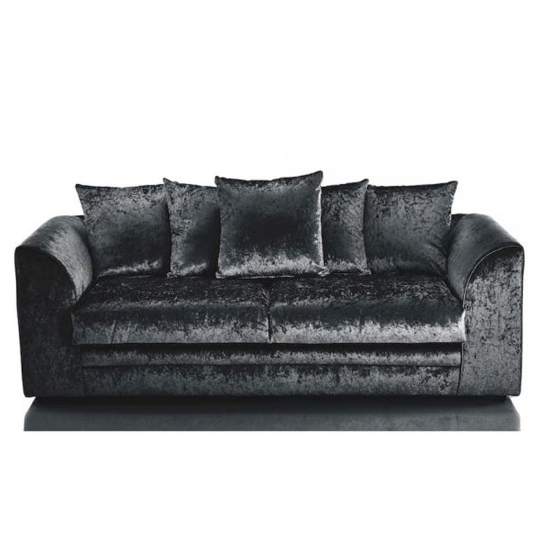 Crushed Velvet 3 Seater Scatterback Sofa - Black