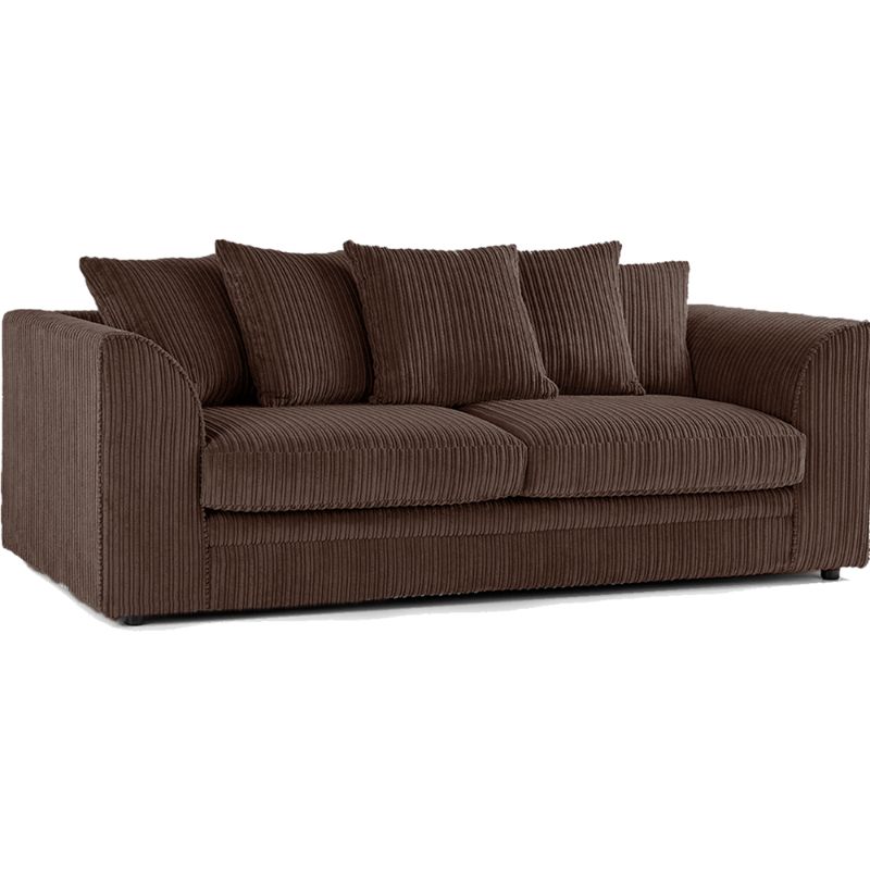 3 Seater Chocolate Jumbo Cord Sofa with Scatter Back